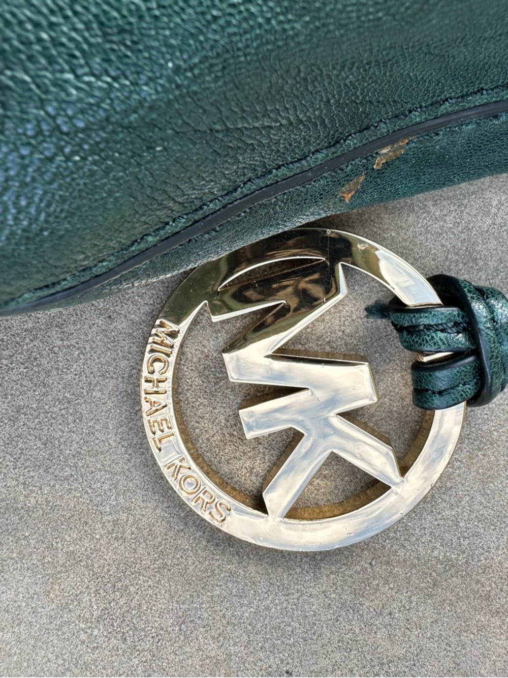 Michael Kors Uptown Astor Hunter Green Gold Studded Hobo/Shoulder Bag - Picture 3 of 9